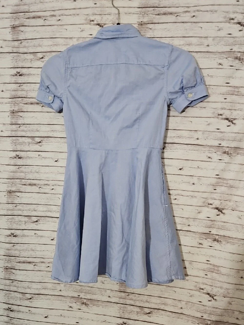 Ralph Lauren Light Blue Button-Front Fit-and-Flare Mini Dress